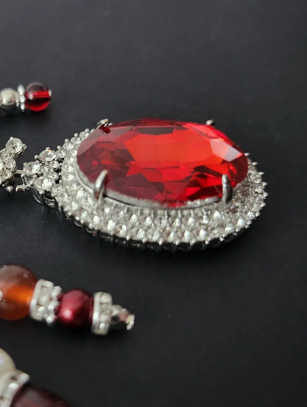 Bling Rhinestone Purse Charm or Keychain Carnelian Crystal Handcrafted